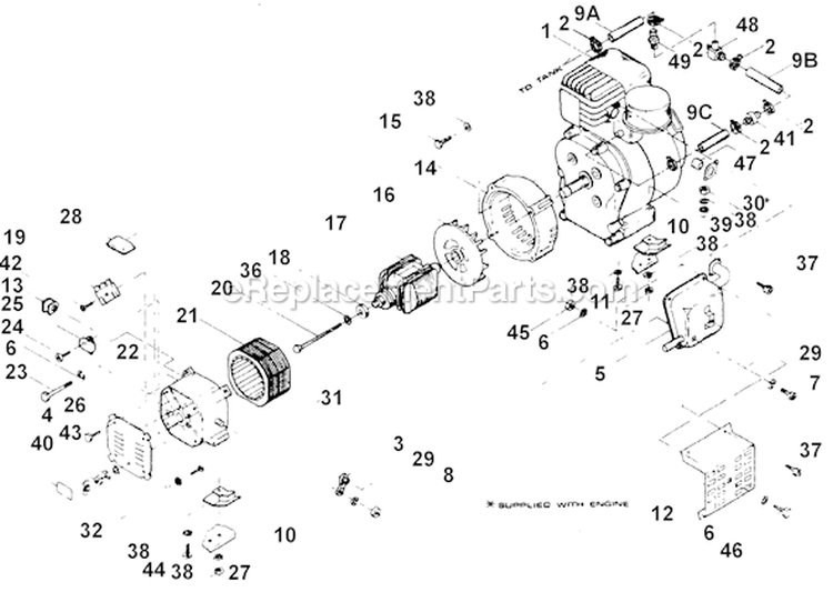Page A Diagram and Parts List for 8965-1  Briggs and Stratton Generator